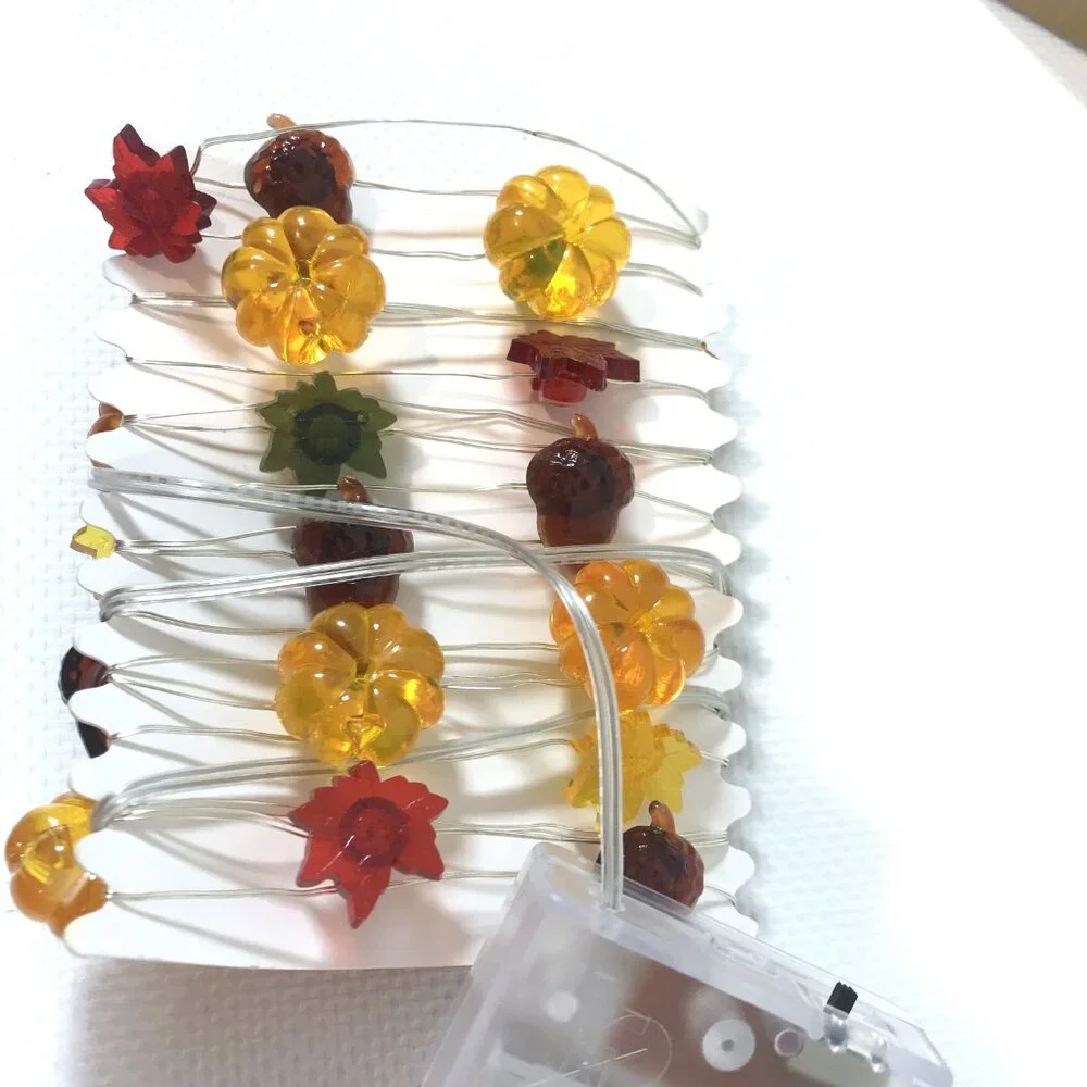 Fall String Lights Acorn Pumpkin Maple Leaf 3D LED 10 FT Thanksgiving Lights